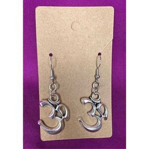 Handmade Dangly Silver OM Symbol Yoga Earrings